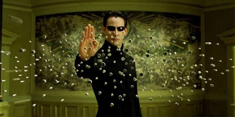 Keanu Reeves in una scena di Matrix