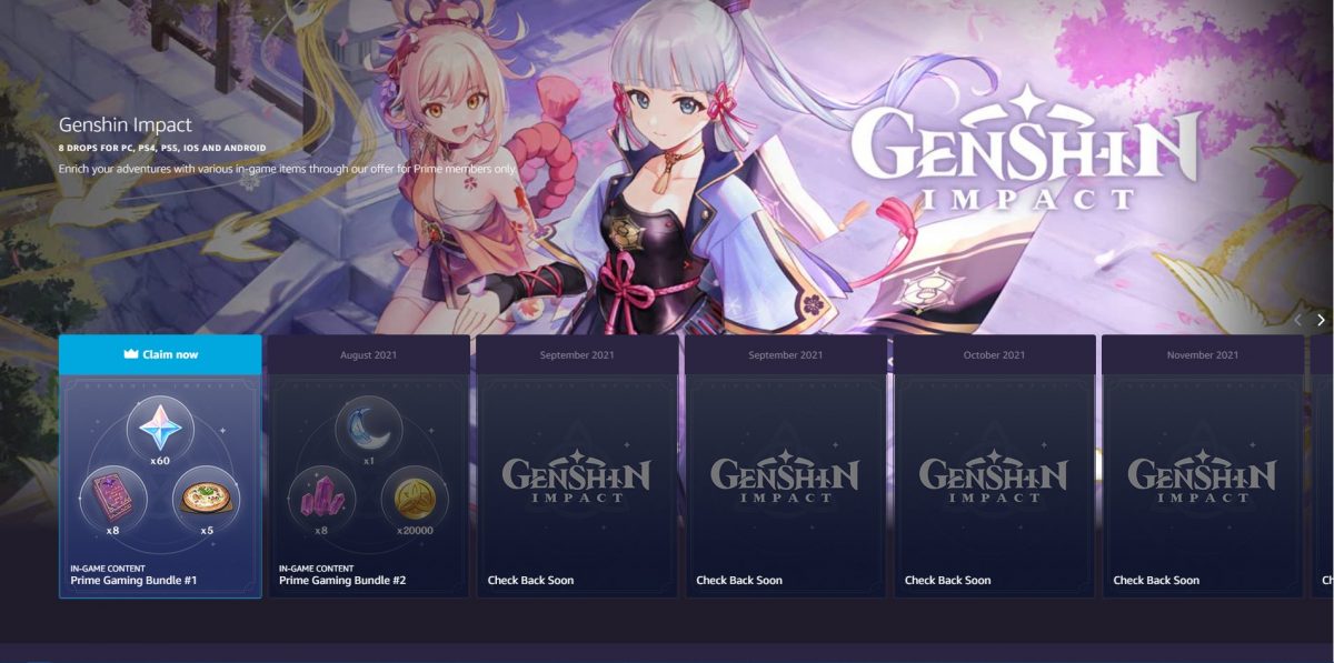 Genshin Impact  Primogemme gratis per gli abbonati ad  Prime Gaming  [codice] 