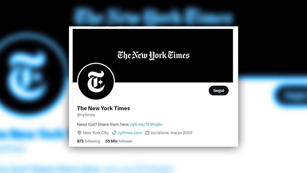 Pagina Twitter del New York Times