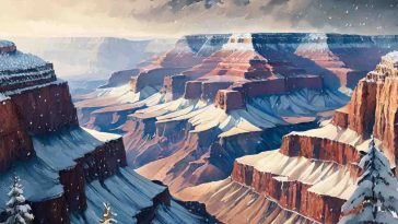 grand canyon coperto di neve immagine con ai