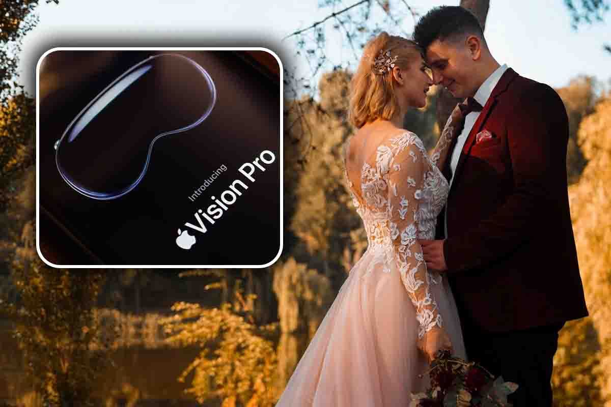 sposo indossa apple vision pro al matrimonio