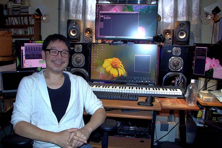 Hitoshi Sakimoto nel suo studio Basiscape