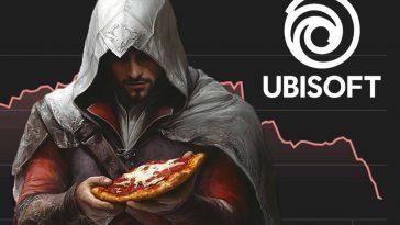 Ezio Auditore con una pizza in mano