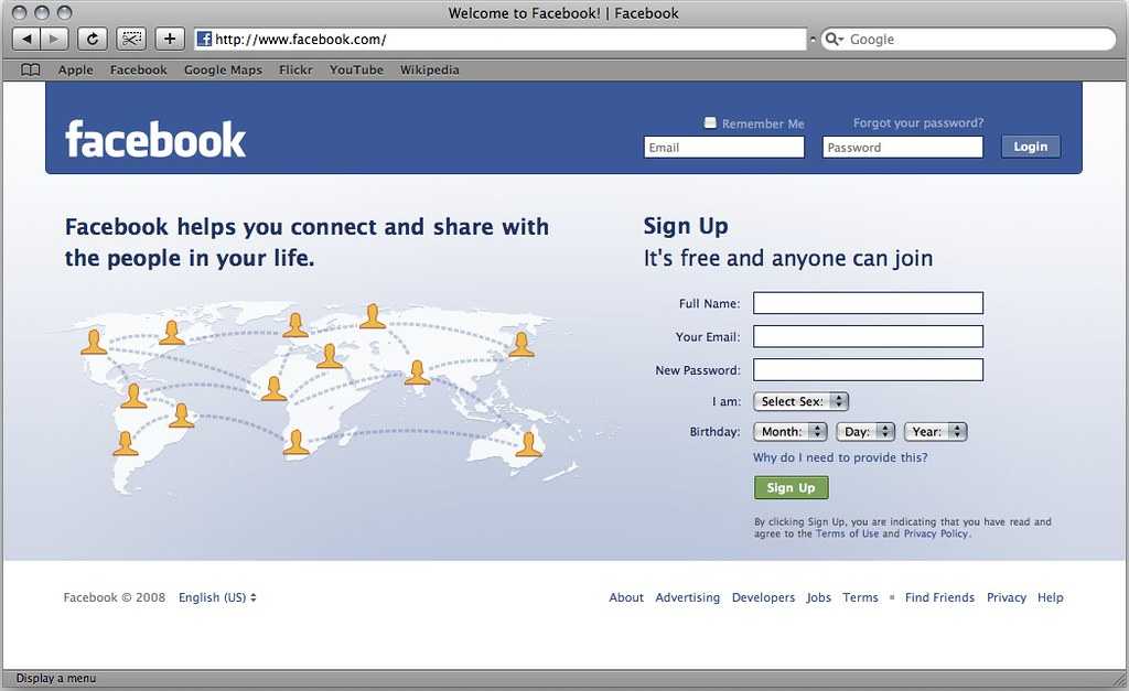 FB login page